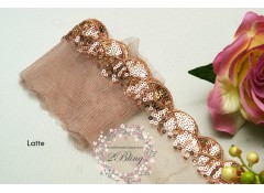 Sequin Lace, LATTE, Scalloped Edge Trim OFFCUTS bundle